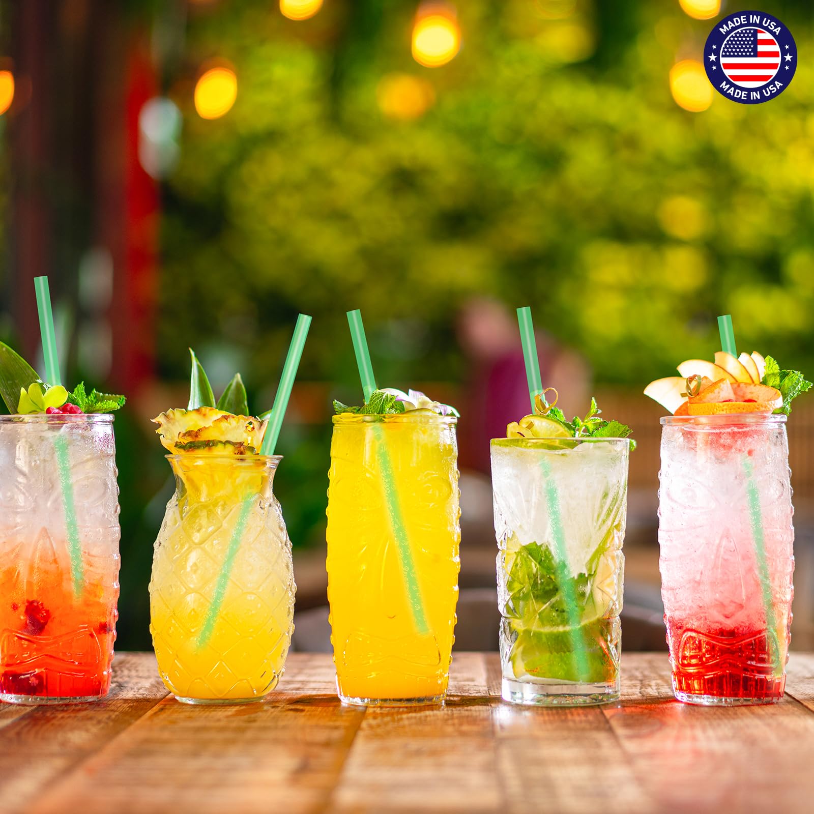 Glotoch Express 500 PCS Individually Wrapped Black Plastic Straws, 7.75'' Long, 0.24'' Diameter Disposable Drinking Straws for Every Occasion, Party, Made in USA