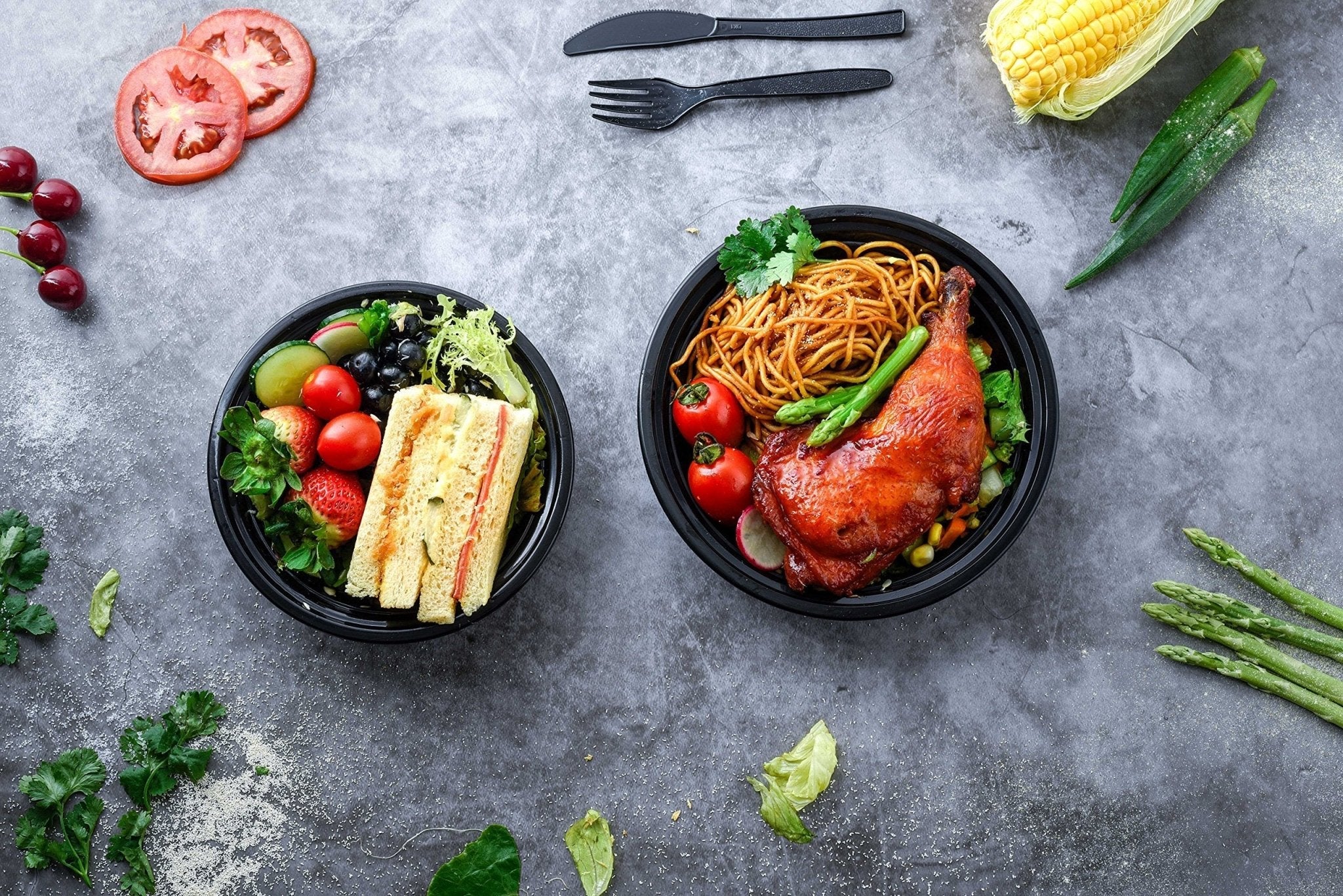 Glotoch Meal Prep Food Container 50 Pack, Disposable with Lids, Durable To Go Containers, for Takeout, Salad , Microwave Safe, BPA-Free, Stackable - 16 OZ