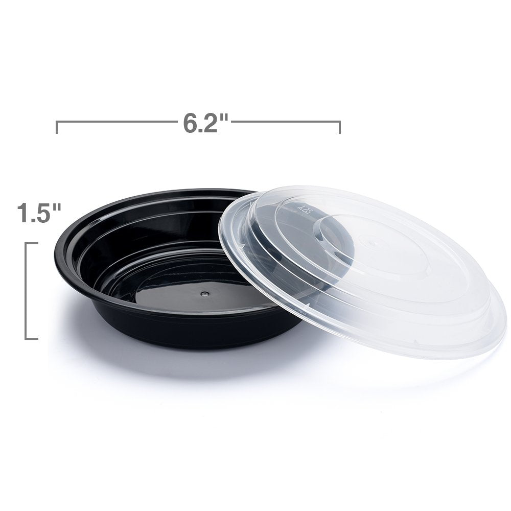 Glotoch Meal Prep Food Container 50 Pack, Disposable with Lids, Durable To Go Containers, for Takeout, Salad , Microwave Safe, BPA-Free, Stackable - 16 OZ