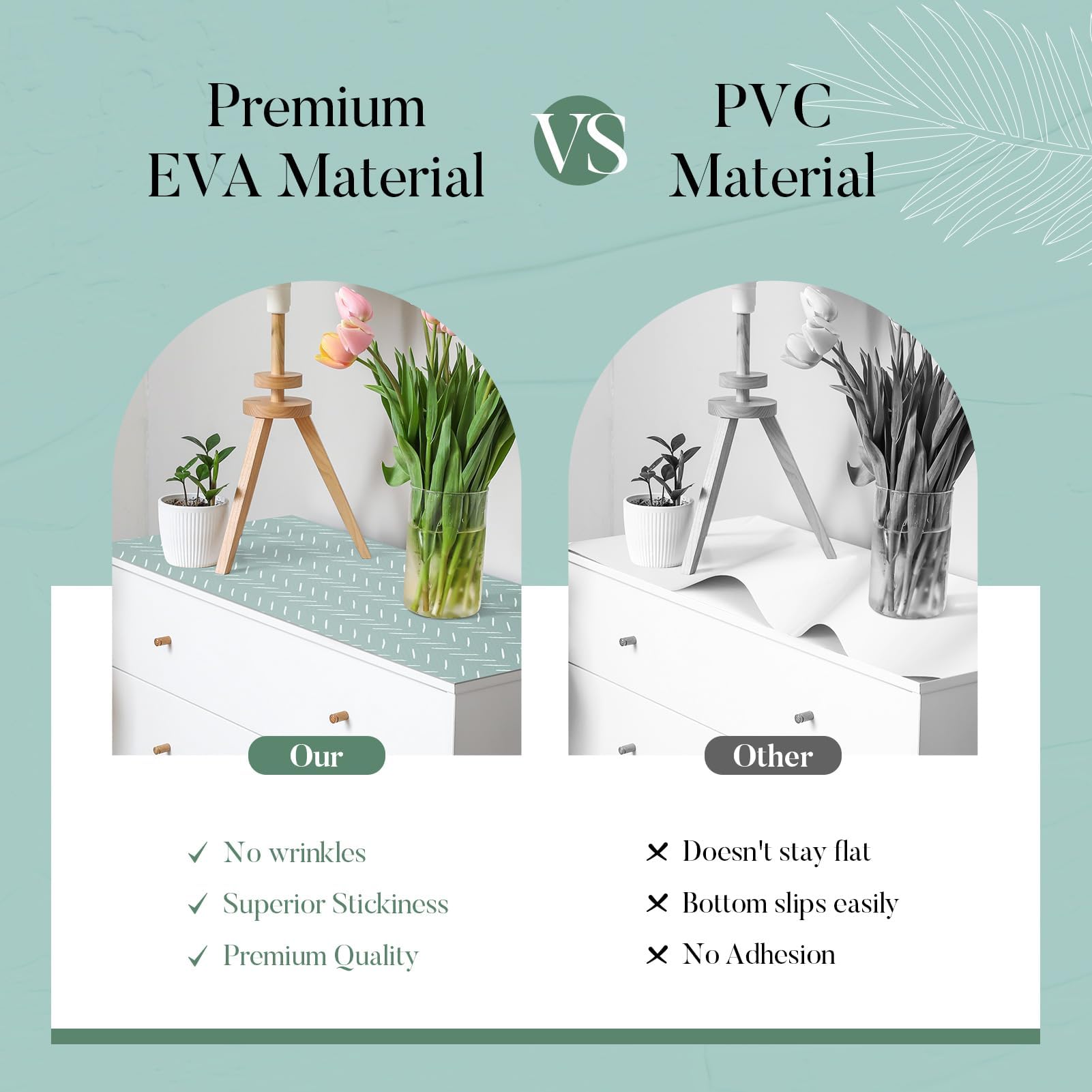 Glotoch Self Adhesive Shelf Liner for Kitchen Cabinets, Renter Friendly Peel and Stick Shlef Liners, Premium Contact Shelf Paper for Drawer, Bathroom, Pantry, Green Herringbone