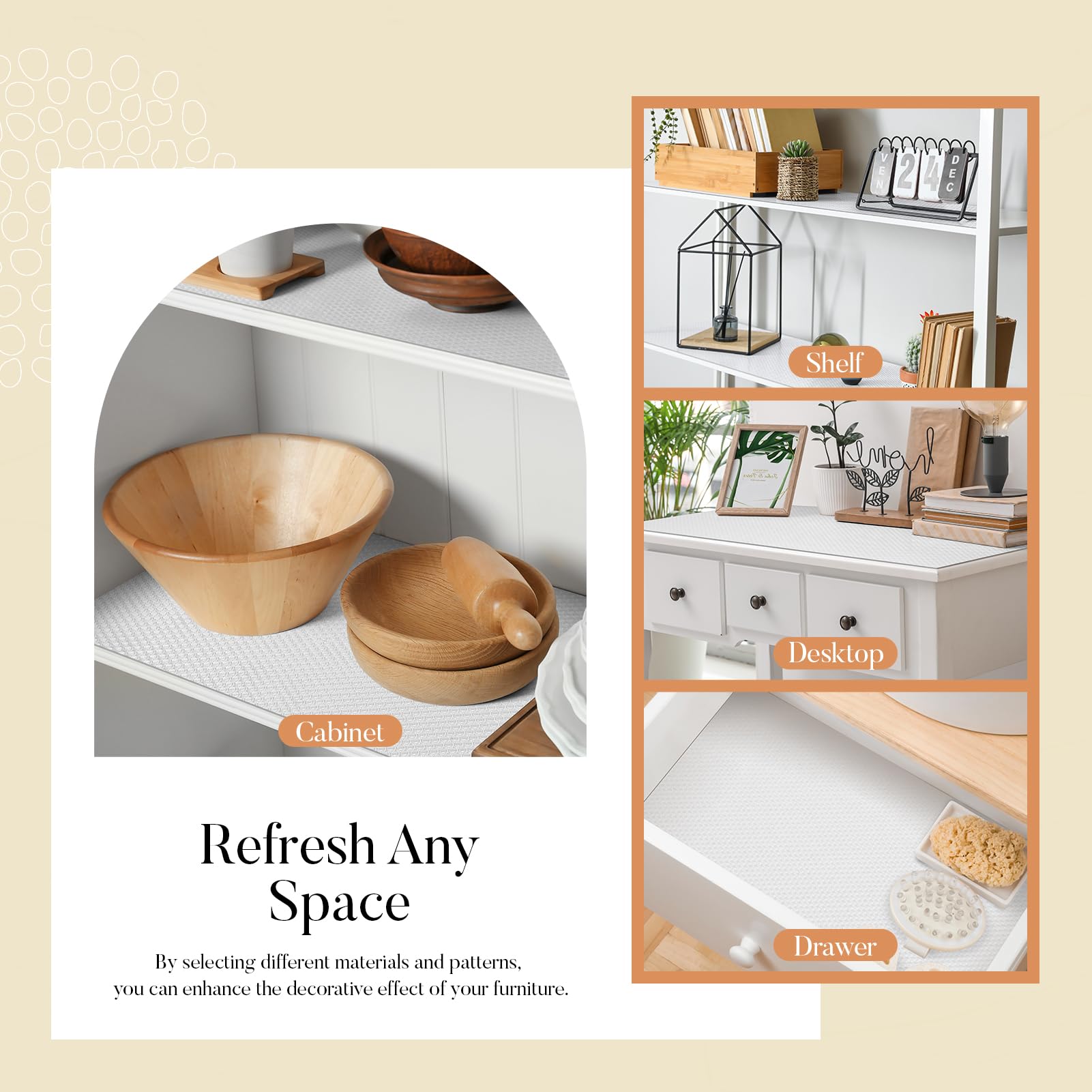 Glotoch Self Adhesive Shelf Liner for Kitchen Cabinets, Renter Friendly Peel and Stick Shlef Liners, Premium Contact Shelf Paper for Drawer, Bathroom, Pantry, Green Herringbone