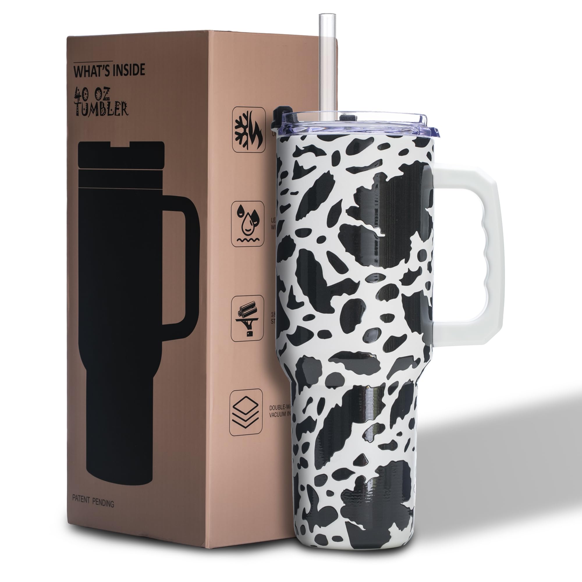 Gome 40oz American Flag & Eagle Tumbler – Patriotic 4th of July Gifts for Men, Veterans & Military, Insulated Stainless Steel Cup with Handle, Lid & Straw, Independence Day Gift for Dad