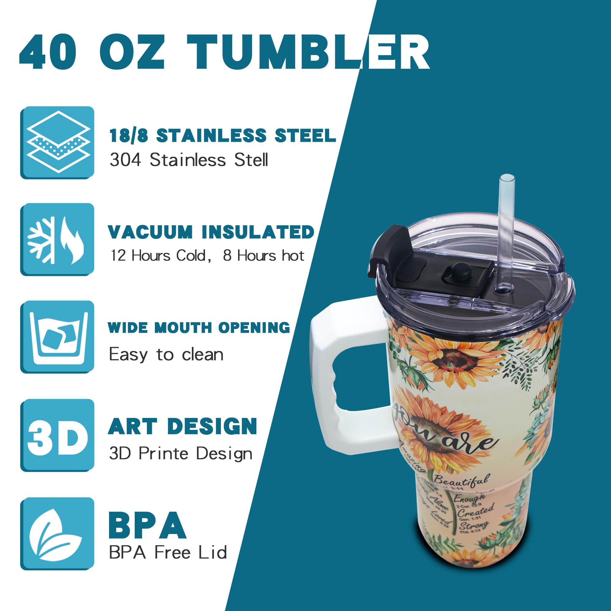 Gome 40oz American Flag & Eagle Tumbler – Patriotic 4th of July Gifts for Men, Veterans & Military, Insulated Stainless Steel Cup with Handle, Lid & Straw, Independence Day Gift for Dad