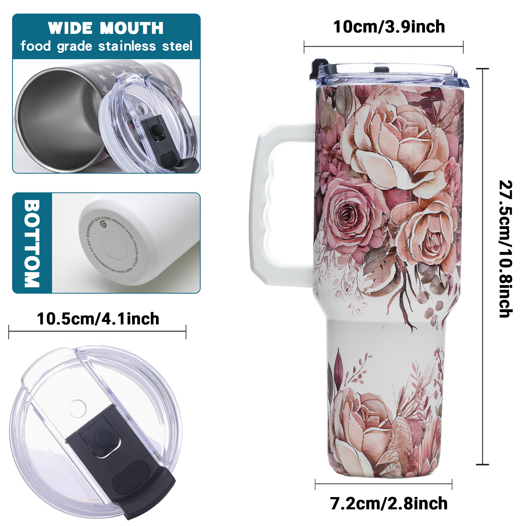 Gome 40oz American Flag & Eagle Tumbler – Patriotic 4th of July Gifts for Men, Veterans & Military, Insulated Stainless Steel Cup with Handle, Lid & Straw, Independence Day Gift for Dad