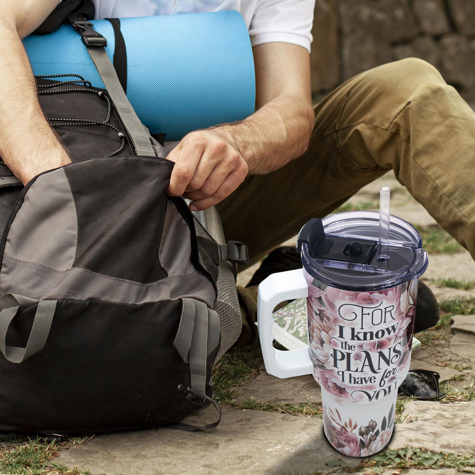 Gome 40oz American Flag & Eagle Tumbler – Patriotic 4th of July Gifts for Men, Veterans & Military, Insulated Stainless Steel Cup with Handle, Lid & Straw, Independence Day Gift for Dad