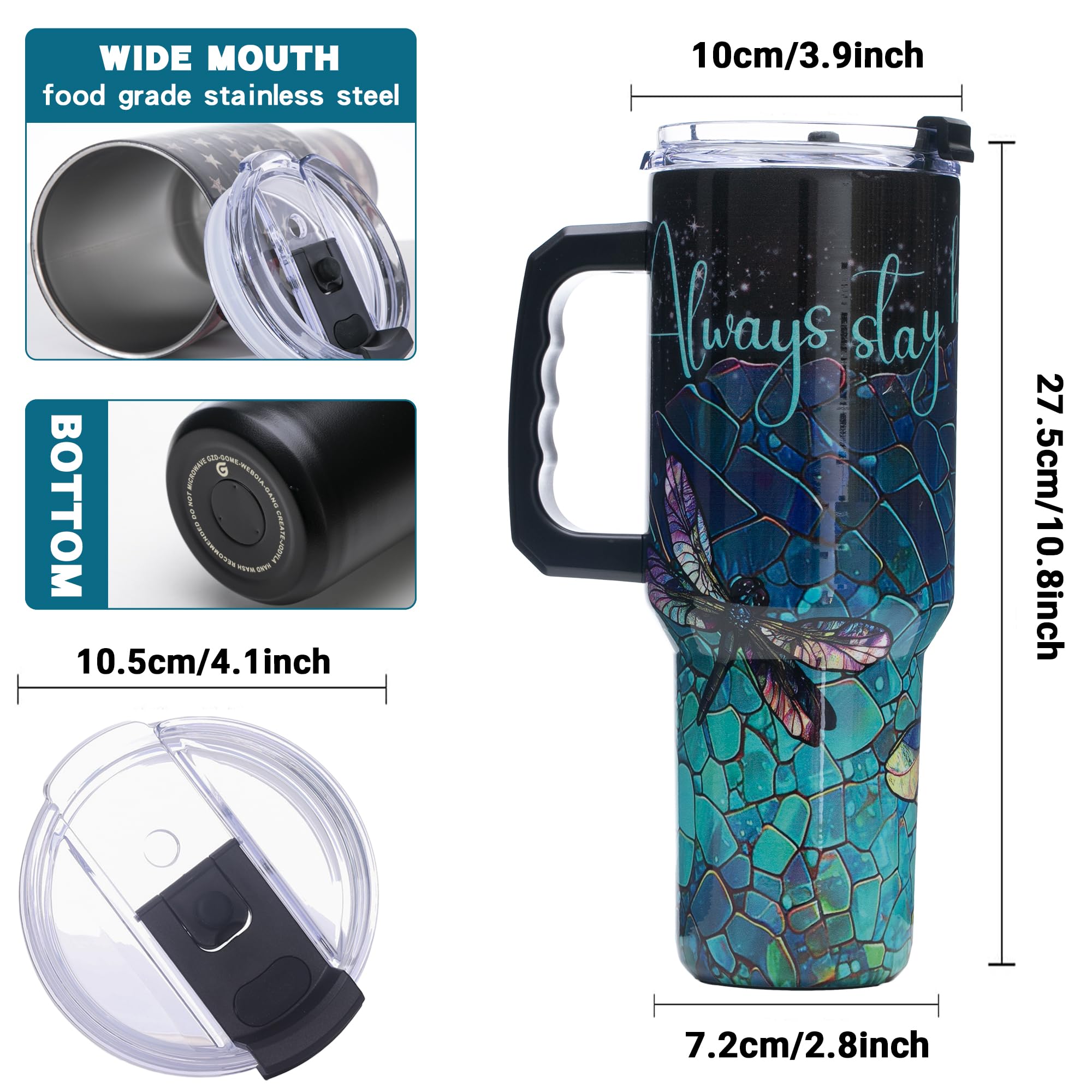 Gome 40oz American Flag & Eagle Tumbler – Patriotic 4th of July Gifts for Men, Veterans & Military, Insulated Stainless Steel Cup with Handle, Lid & Straw, Independence Day Gift for Dad