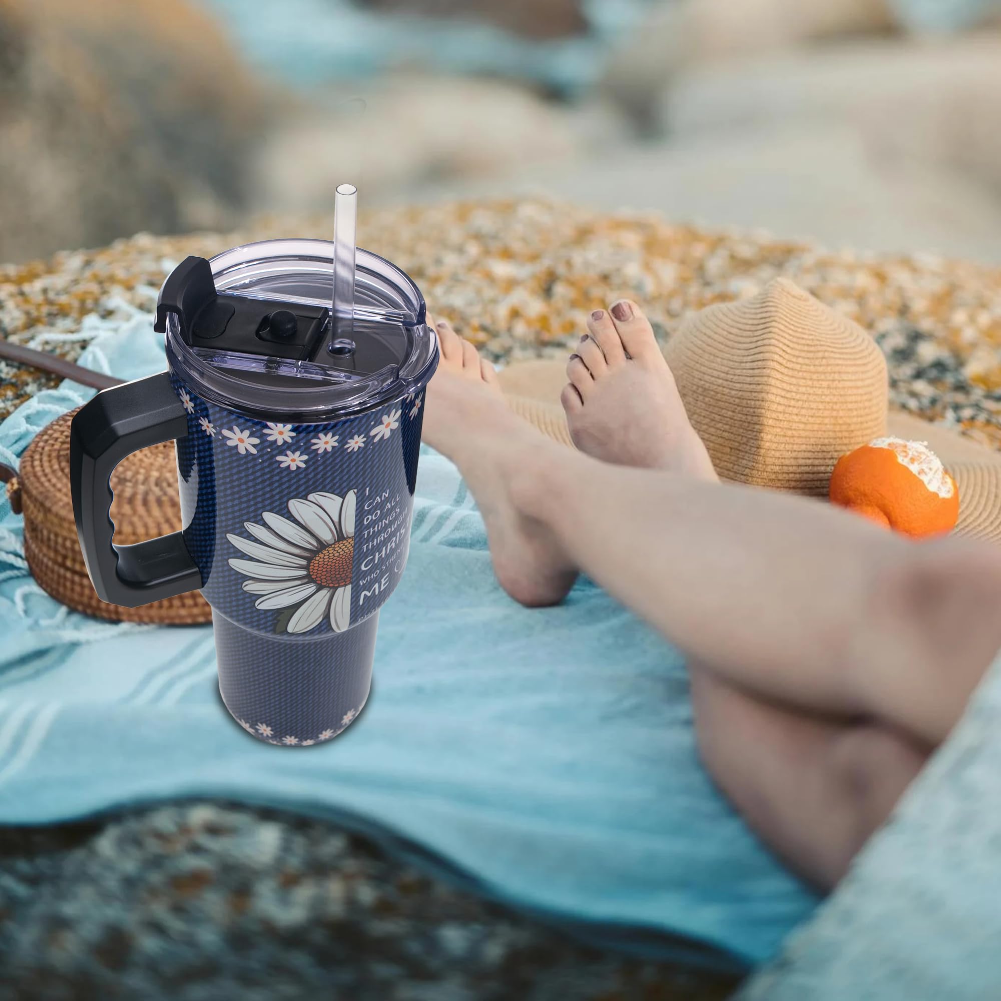 Gome 40oz American Flag & Eagle Tumbler – Patriotic 4th of July Gifts for Men, Veterans & Military, Insulated Stainless Steel Cup with Handle, Lid & Straw, Independence Day Gift for Dad