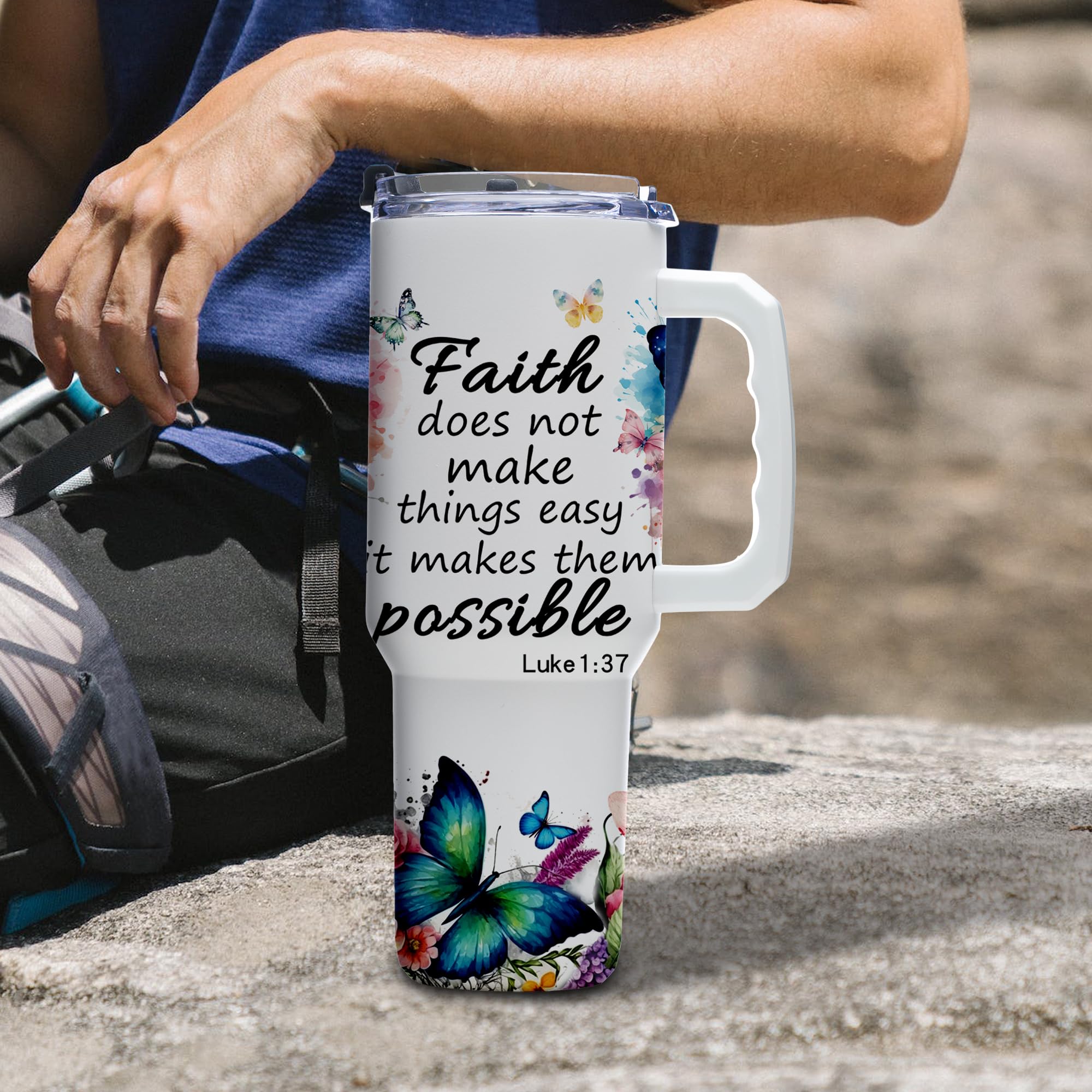 Gome 40oz American Flag & Eagle Tumbler – Patriotic 4th of July Gifts for Men, Veterans & Military, Insulated Stainless Steel Cup with Handle, Lid & Straw, Independence Day Gift for Dad