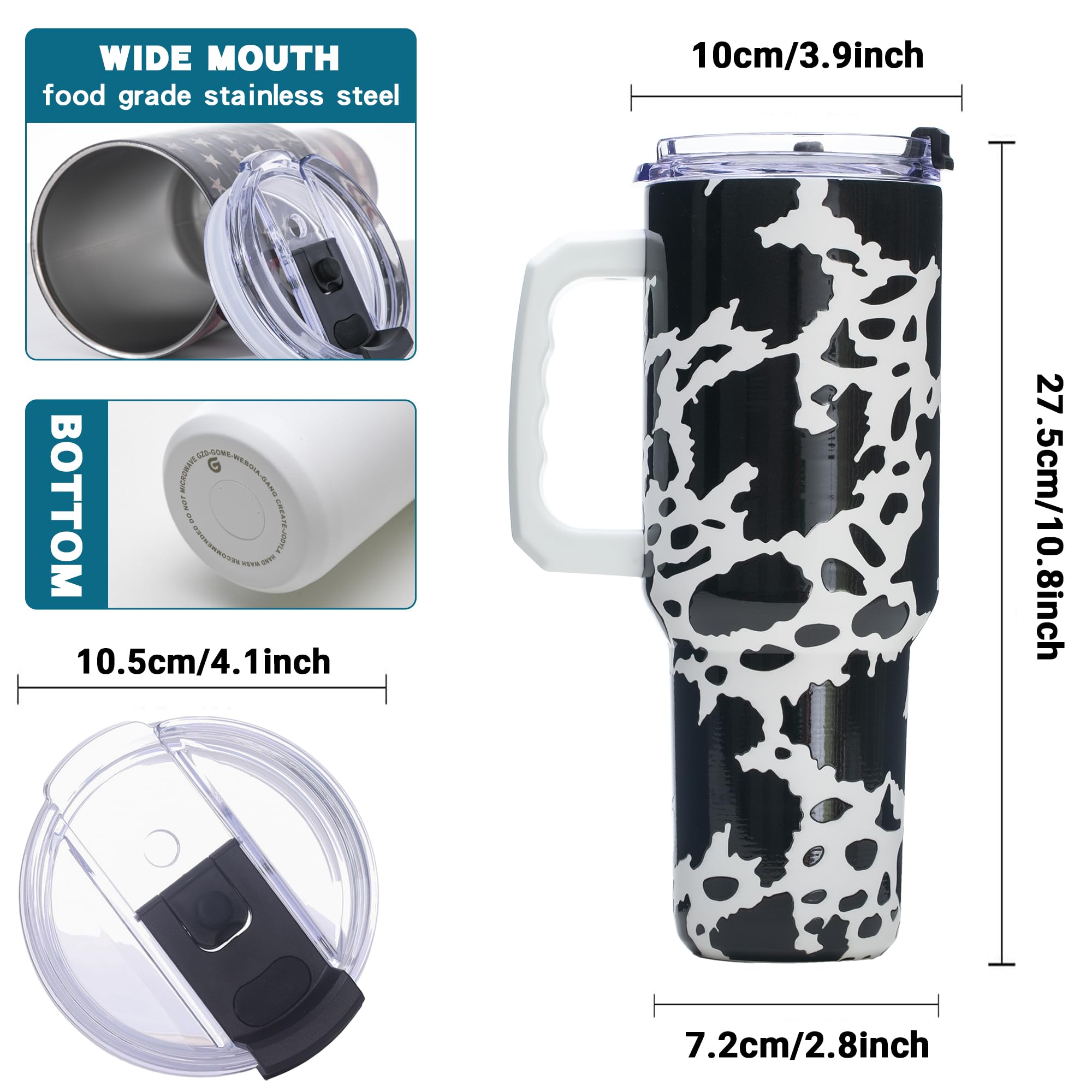 Gome 40oz American Flag & Eagle Tumbler – Patriotic 4th of July Gifts for Men, Veterans & Military, Insulated Stainless Steel Cup with Handle, Lid & Straw, Independence Day Gift for Dad