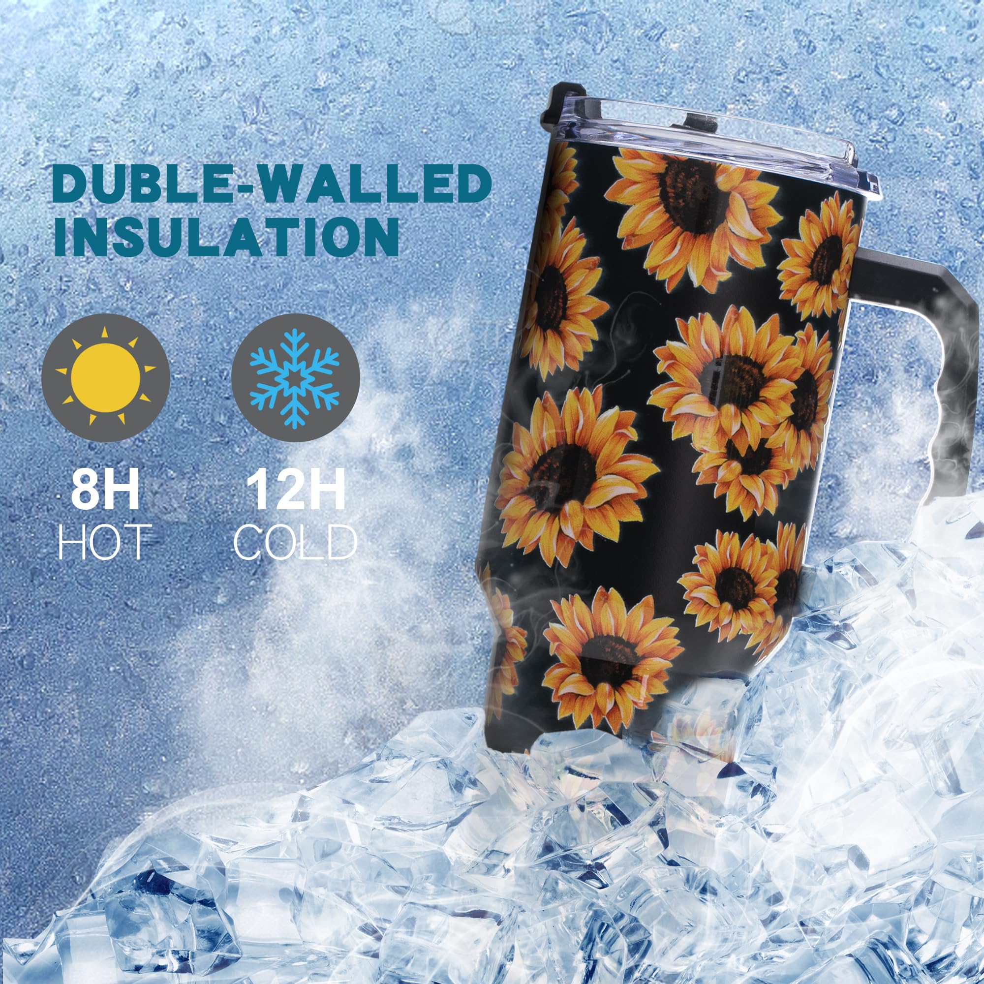 Gome 40oz American Flag & Eagle Tumbler – Patriotic 4th of July Gifts for Men, Veterans & Military, Insulated Stainless Steel Cup with Handle, Lid & Straw, Independence Day Gift for Dad