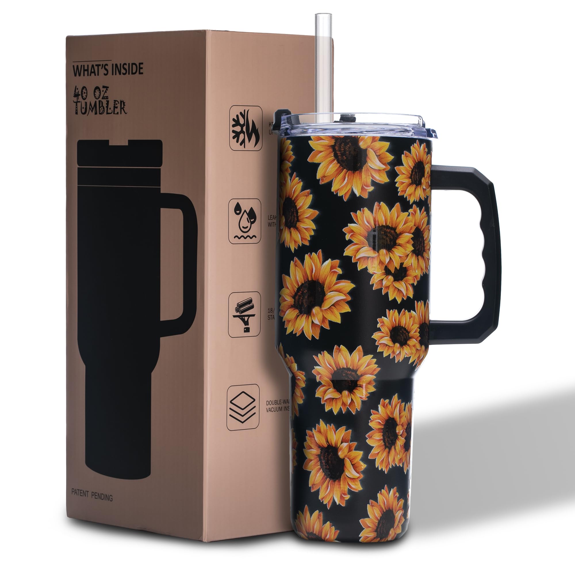 Gome 40oz American Flag & Eagle Tumbler – Patriotic 4th of July Gifts for Men, Veterans & Military, Insulated Stainless Steel Cup with Handle, Lid & Straw, Independence Day Gift for Dad