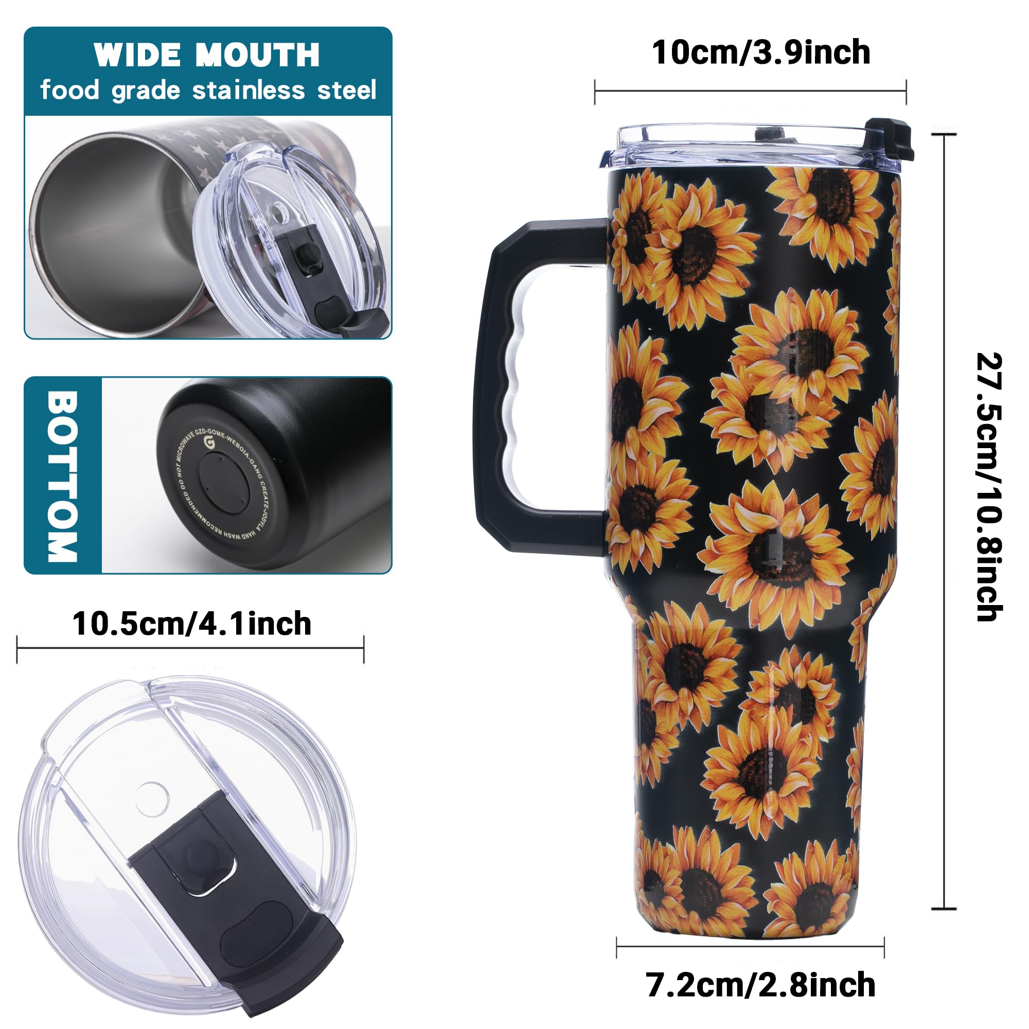 Gome 40oz American Flag & Eagle Tumbler – Patriotic 4th of July Gifts for Men, Veterans & Military, Insulated Stainless Steel Cup with Handle, Lid & Straw, Independence Day Gift for Dad