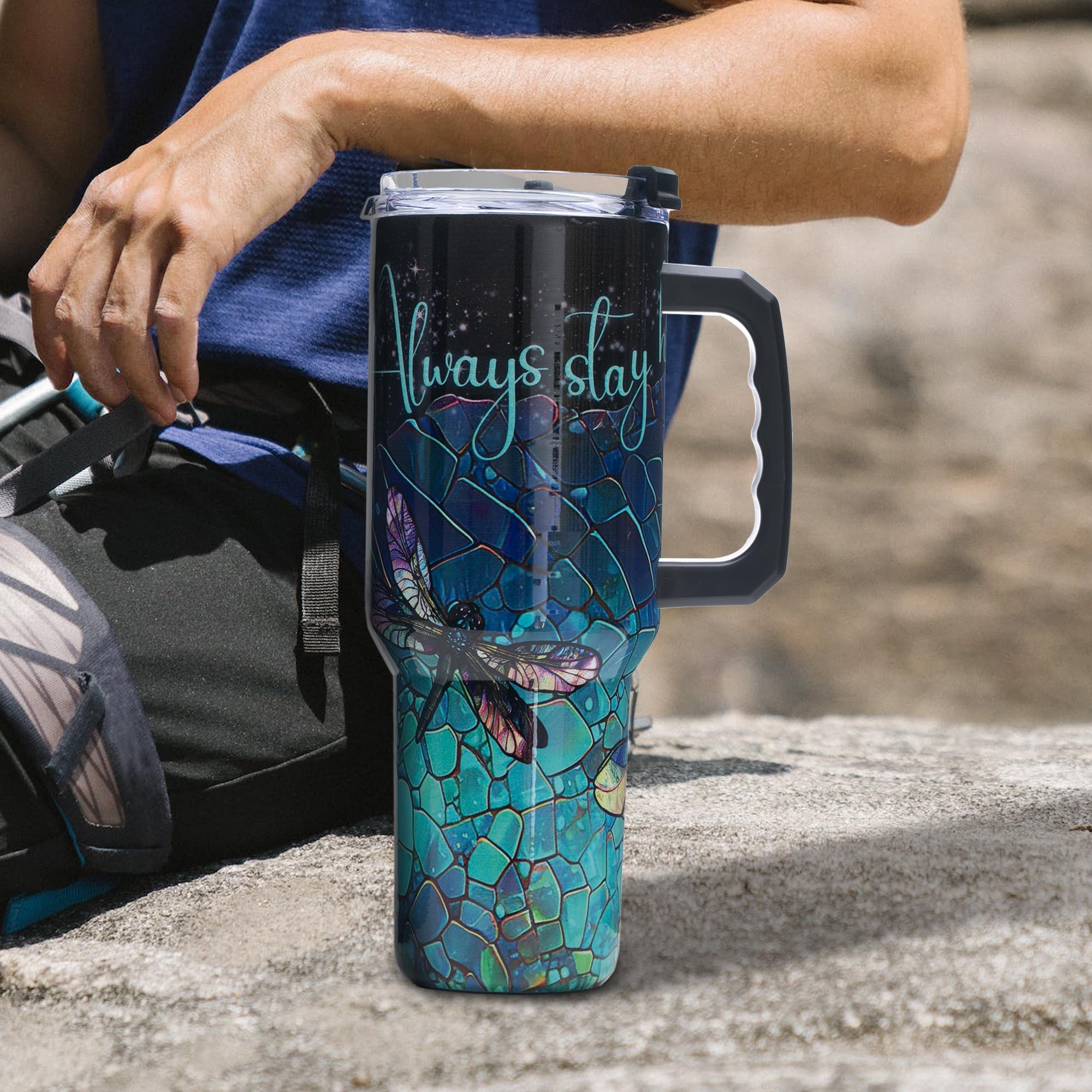 Gome 40oz American Flag & Eagle Tumbler – Patriotic 4th of July Gifts for Men, Veterans & Military, Insulated Stainless Steel Cup with Handle, Lid & Straw, Independence Day Gift for Dad