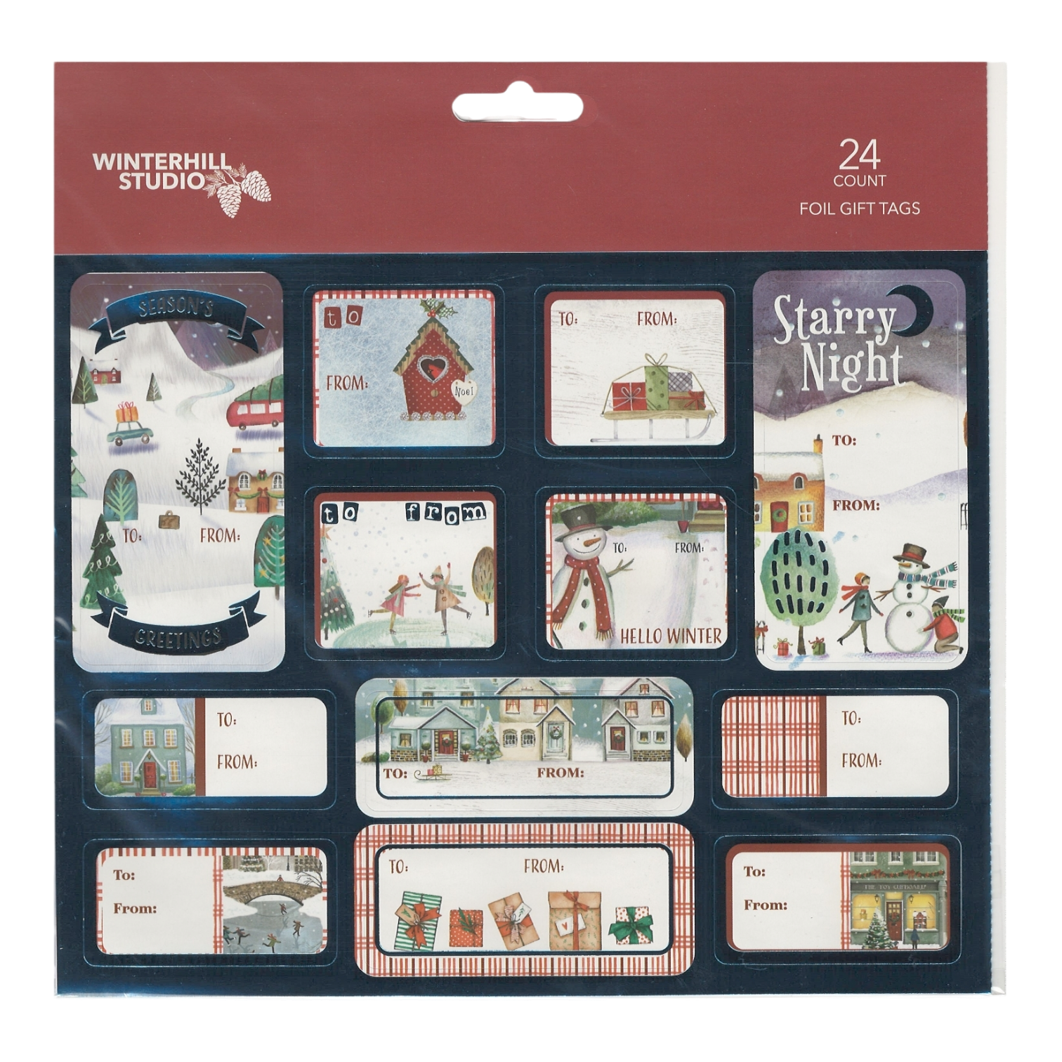 Foil Peel and Stick Gift tags - Snowy Blues