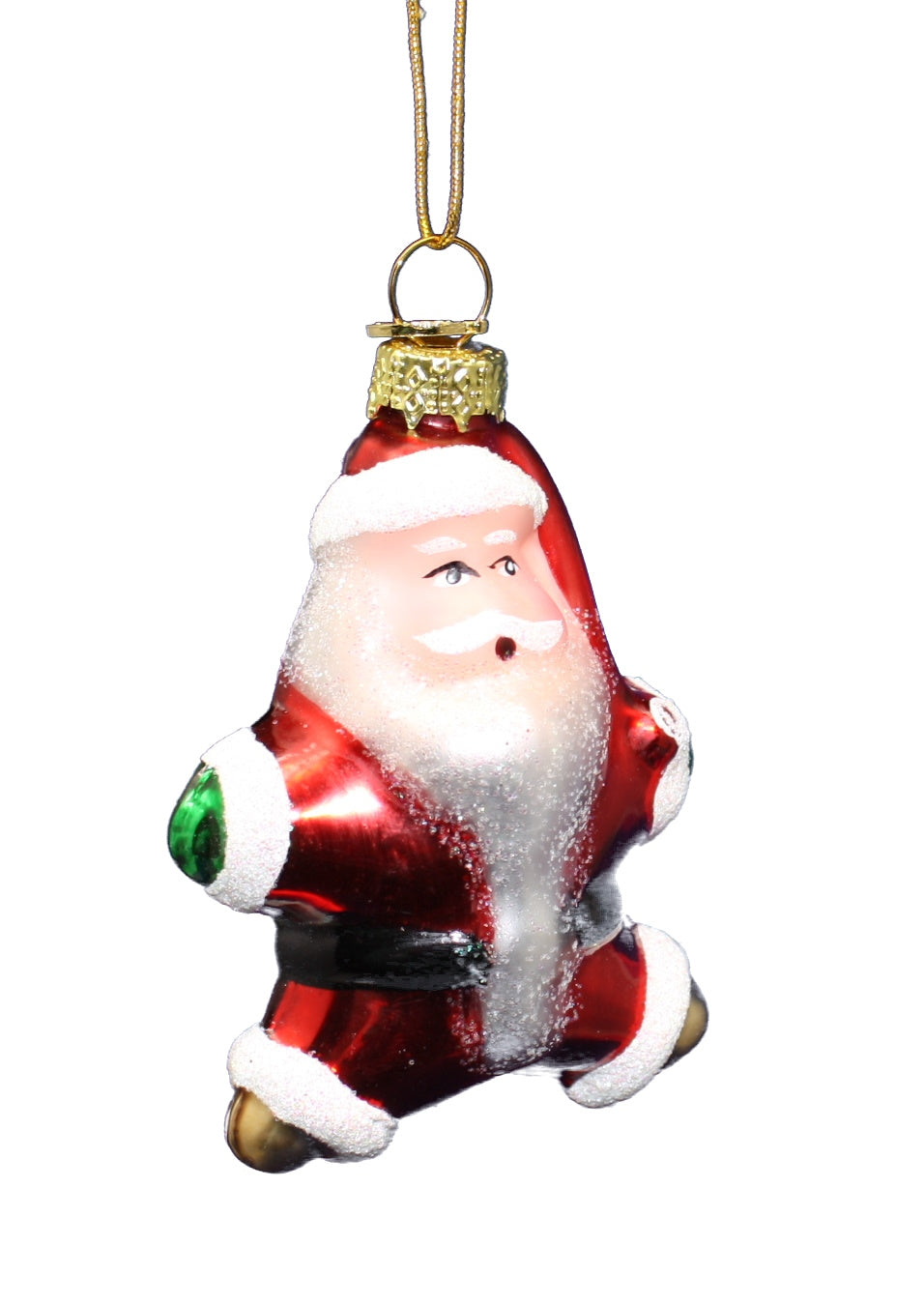 3 Inch Boxed Glass Ornament - Startled Santa