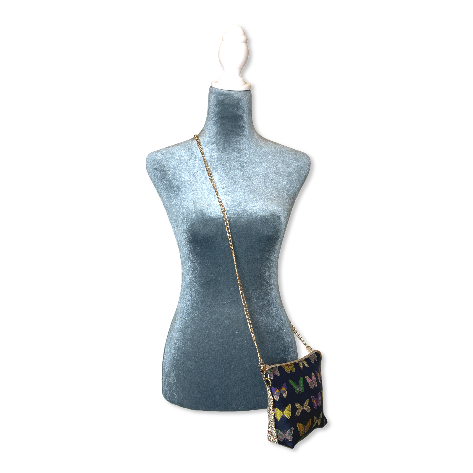 Farfalle Blue Vintage Scarf Crossbody Bag