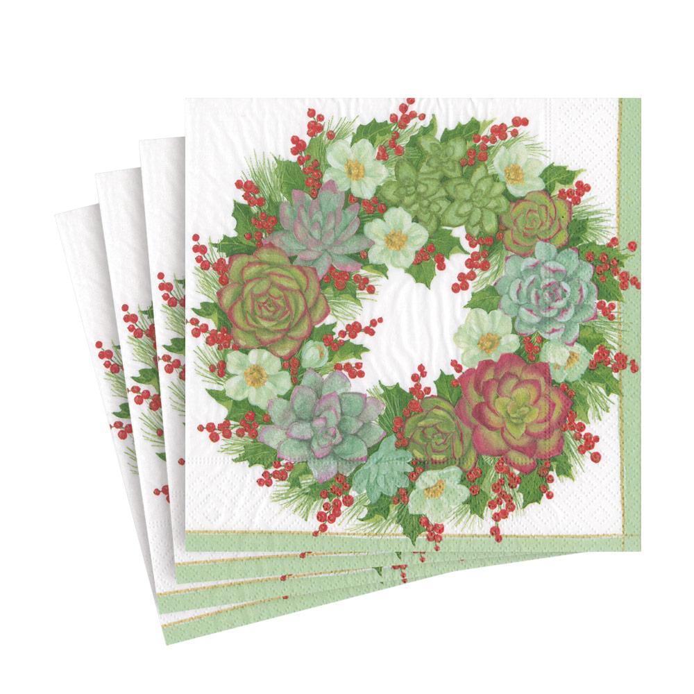 Succulent Wreath Paper Luncheon Napkins