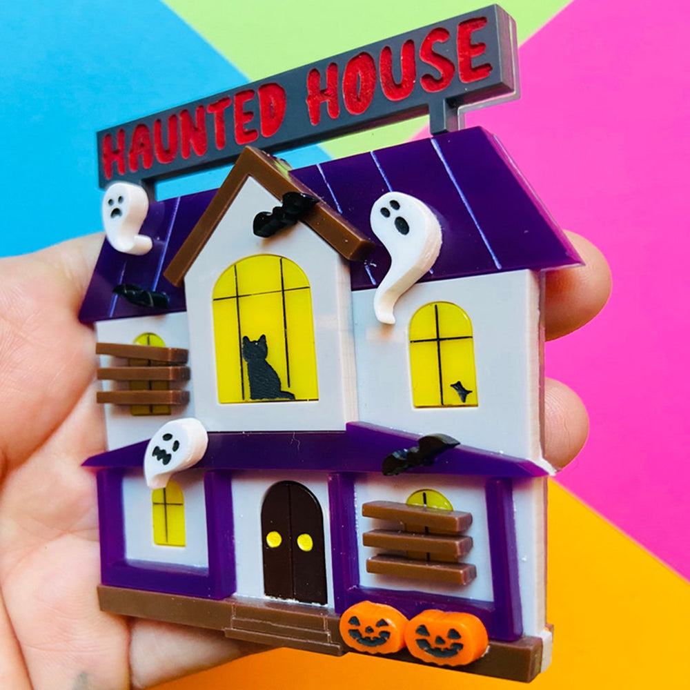 Creepy Funfair Collection - Haunted House Acrylic Brooch by Makokot Design