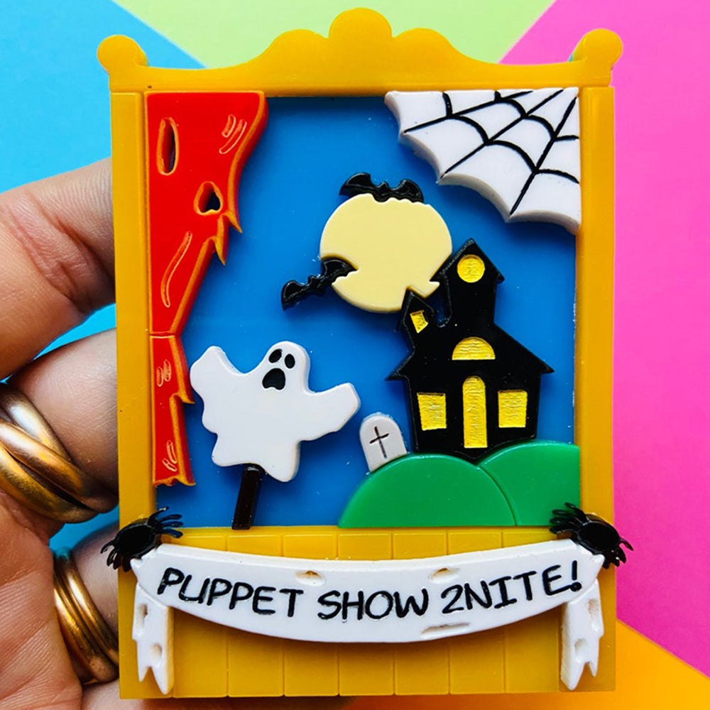 Creepy Funfair Collection - Scary Puppet Show Acrylic Brooch by Makokot Design