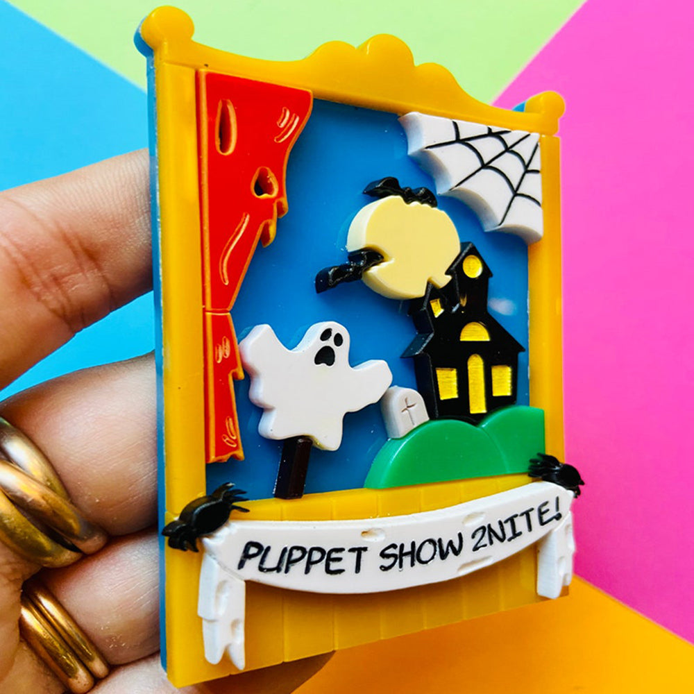 Creepy Funfair Collection - Scary Puppet Show Acrylic Brooch by Makokot Design