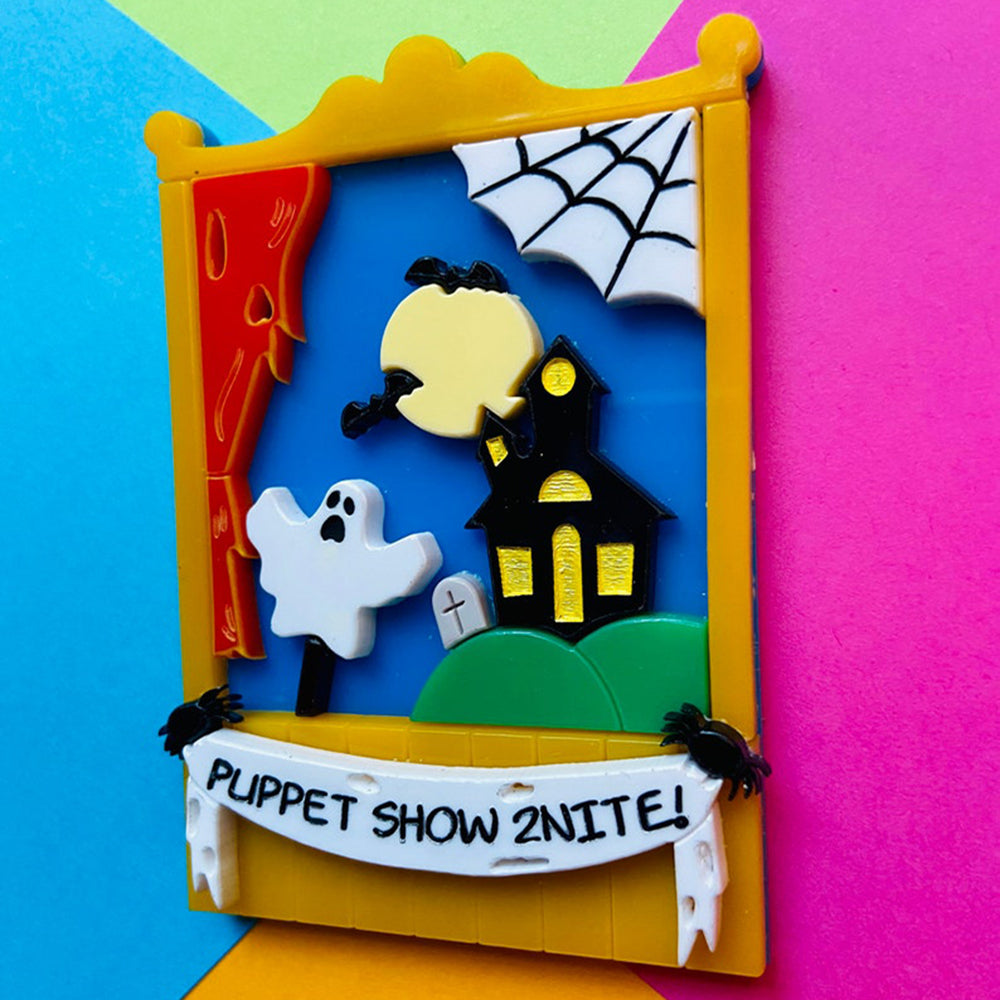 Creepy Funfair Collection - Scary Puppet Show Acrylic Brooch by Makokot Design