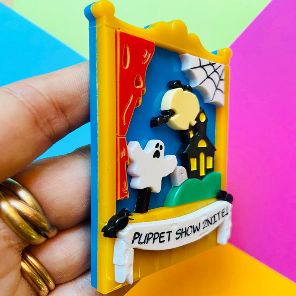 Creepy Funfair Collection - Scary Puppet Show Acrylic Brooch by Makokot Design
