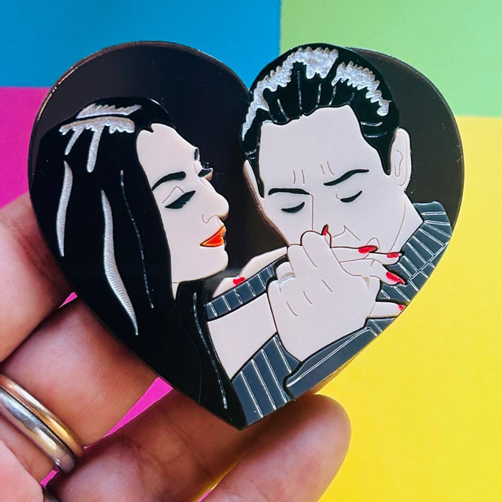 Heart Shaped Gothic Love Acrylic Brooch by Makokot Design