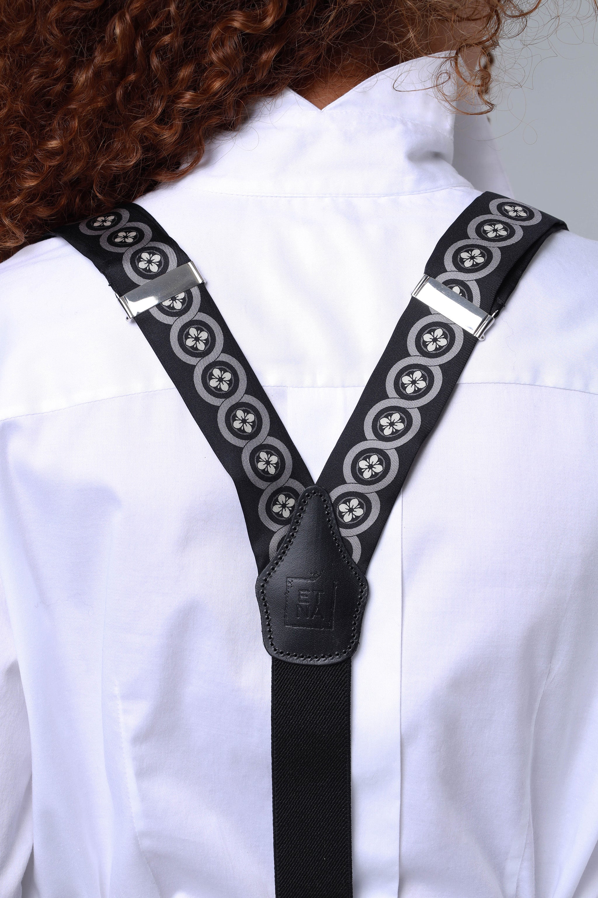 Sicily Chalk White Floral Patterned Silk Suspenders
