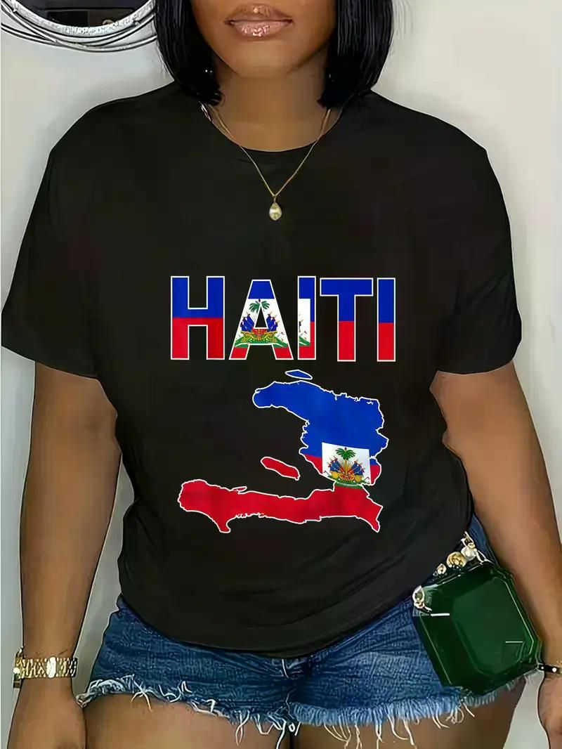 Happy Haitian Flag Day Cool Haiti Flag Map Haitian Pride T-Shirt Casual Short Sleeve Shirt