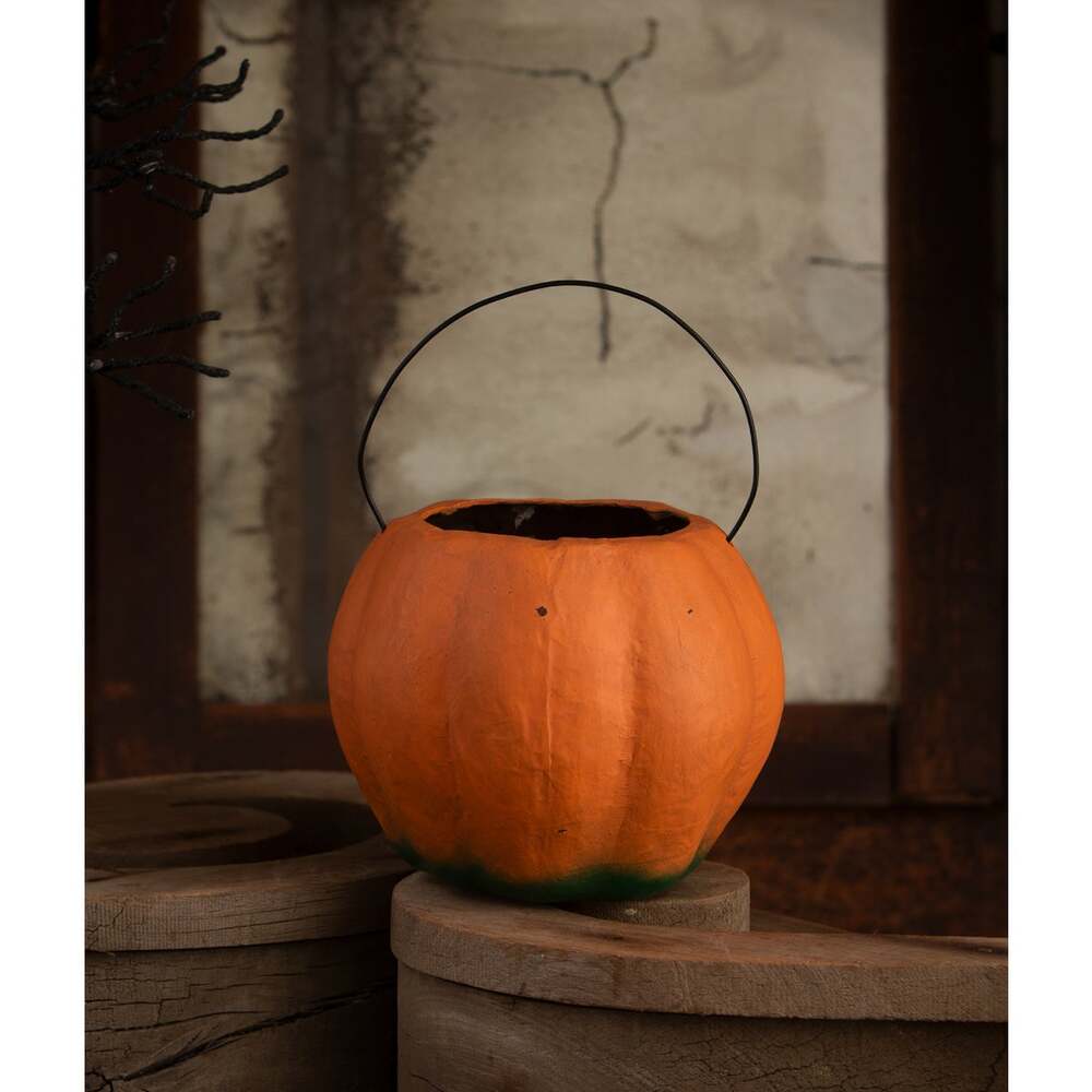 Happy Vintage Pumpkin Bucket Medium by Bethany Lowe Designs