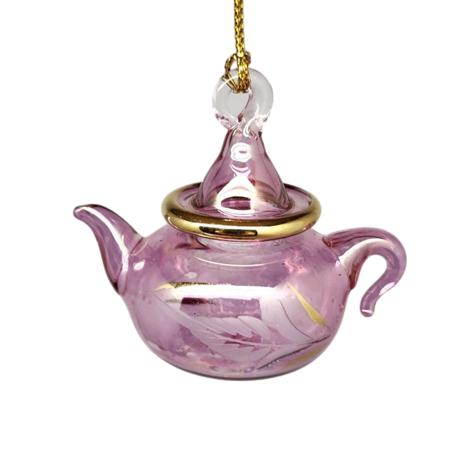Egyptian Glass Teapot Ornaments - Etched Pink