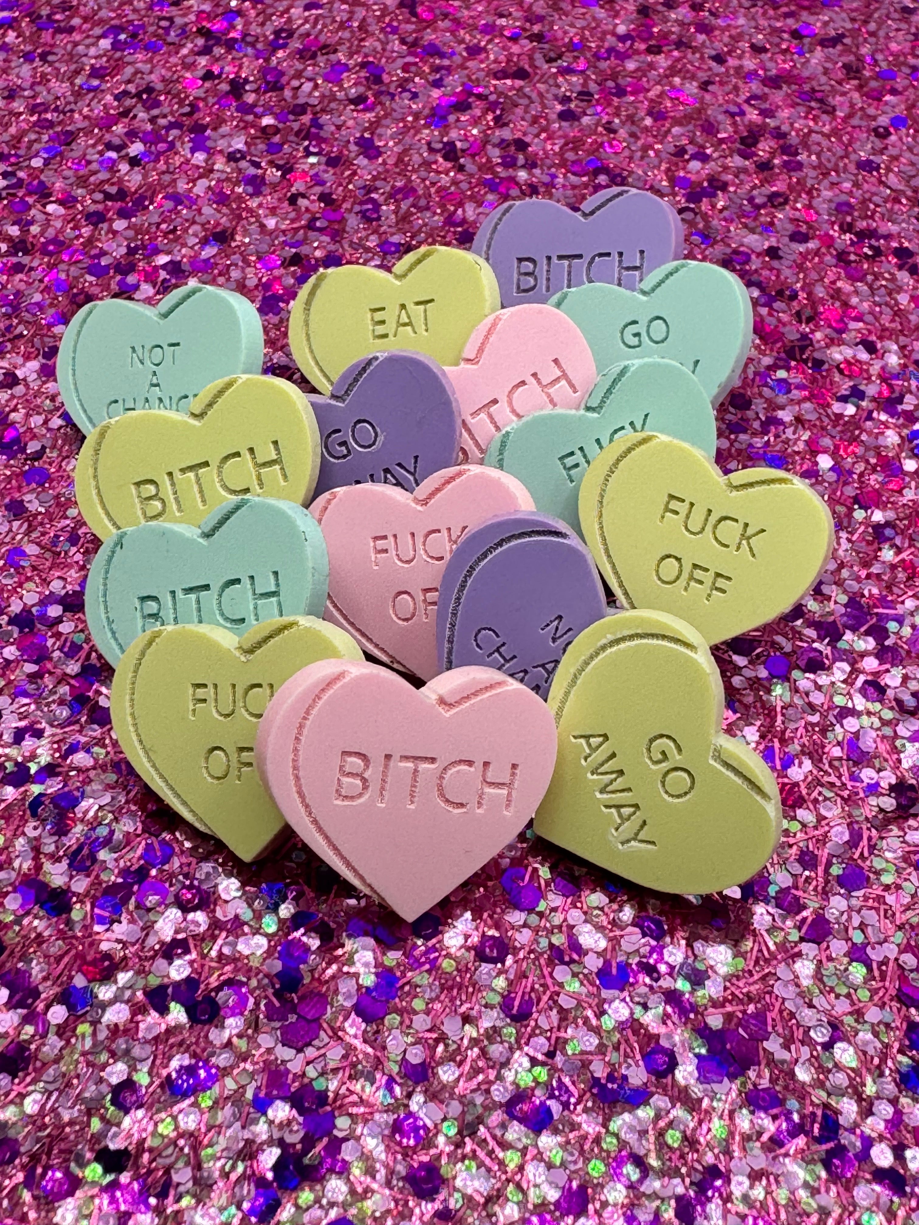 Heart Candy NOT A CHANCE Studs (Multicolor) by BOBBYK