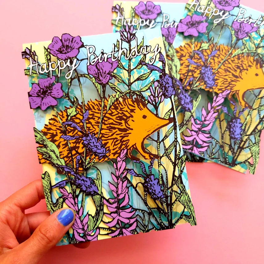Hedgehog Lasercut Birthday Card