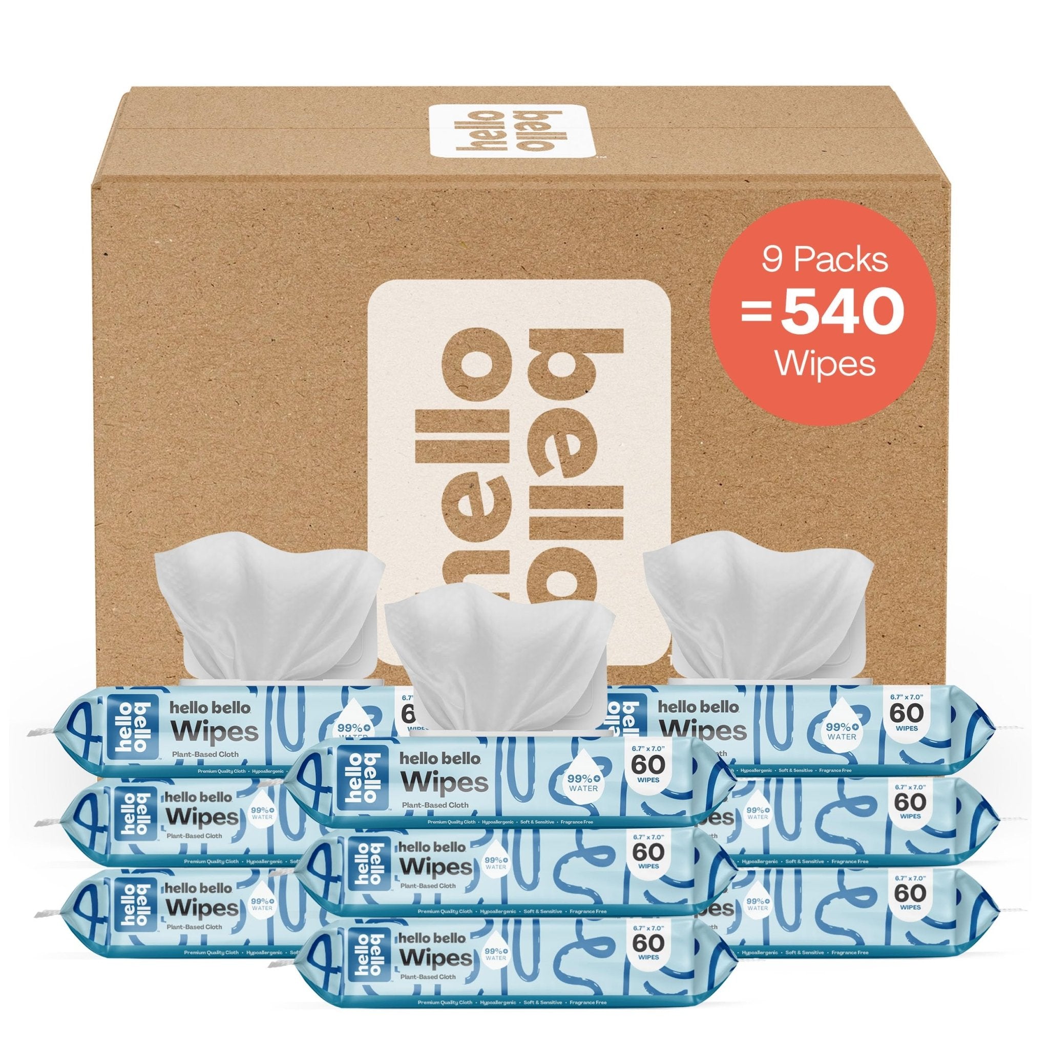 Hello Bello Extra Gentle Unscented Baby Wipes, Plant Based, Made with 99% Water and Aloe for Babies and Kids, 720 Count