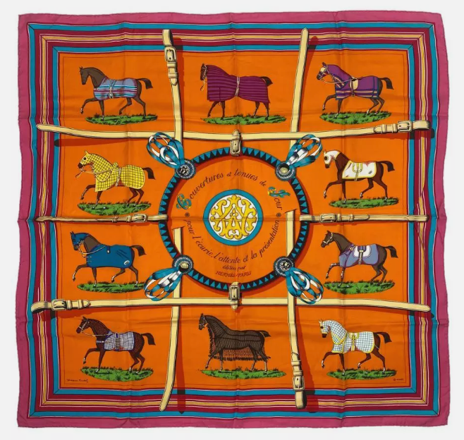 Couvertures et Tenues du Jour Orange Vintage Scarf Crossbody Bag