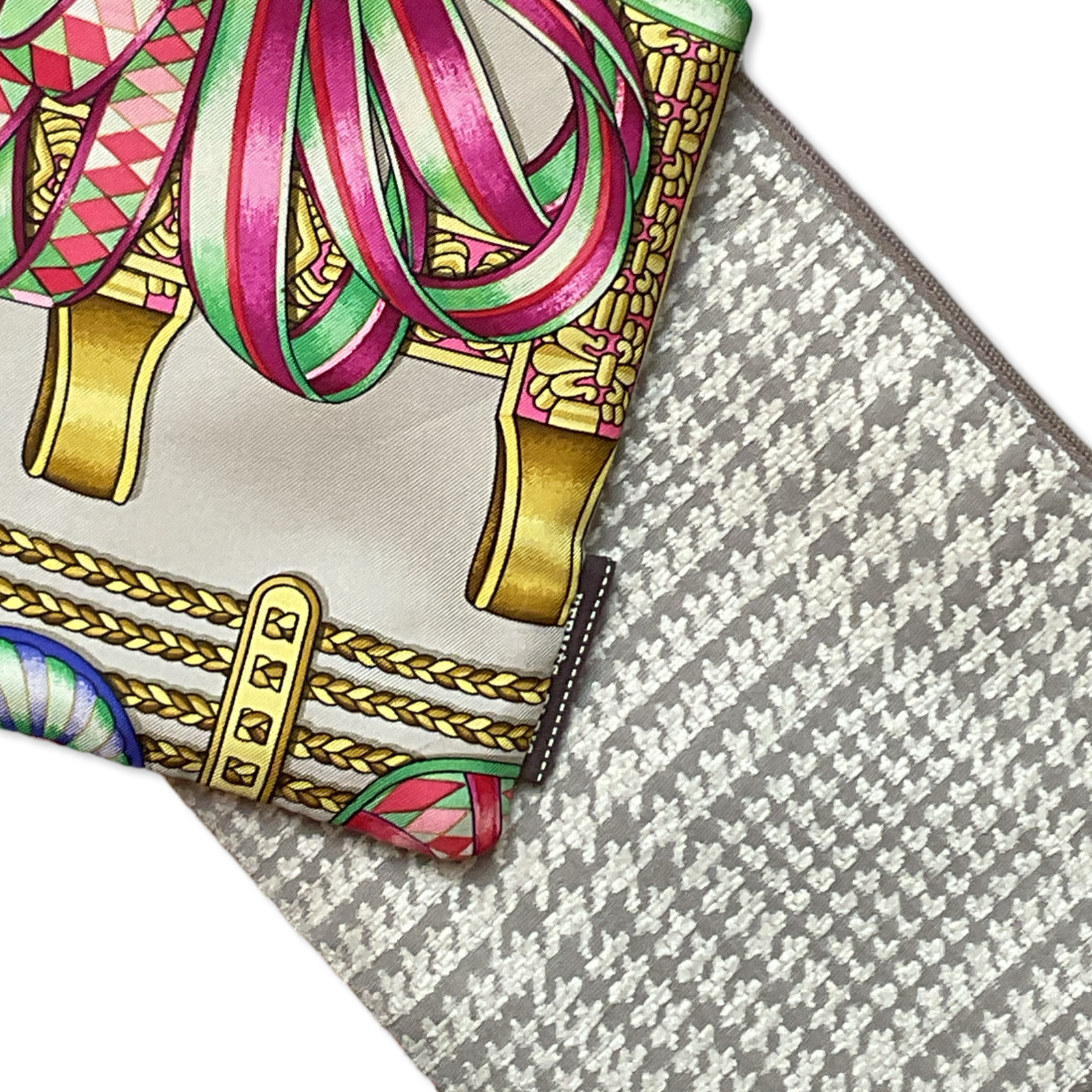 Rubans du Cheval Beige Vintage Silk Scarf Wristlet Bag