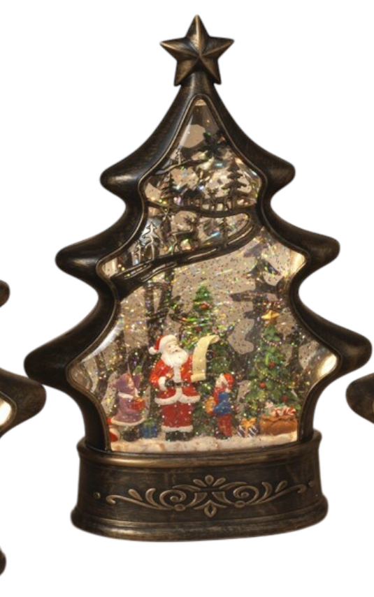 Illuminated Christmas Tree Water Globe - Santa