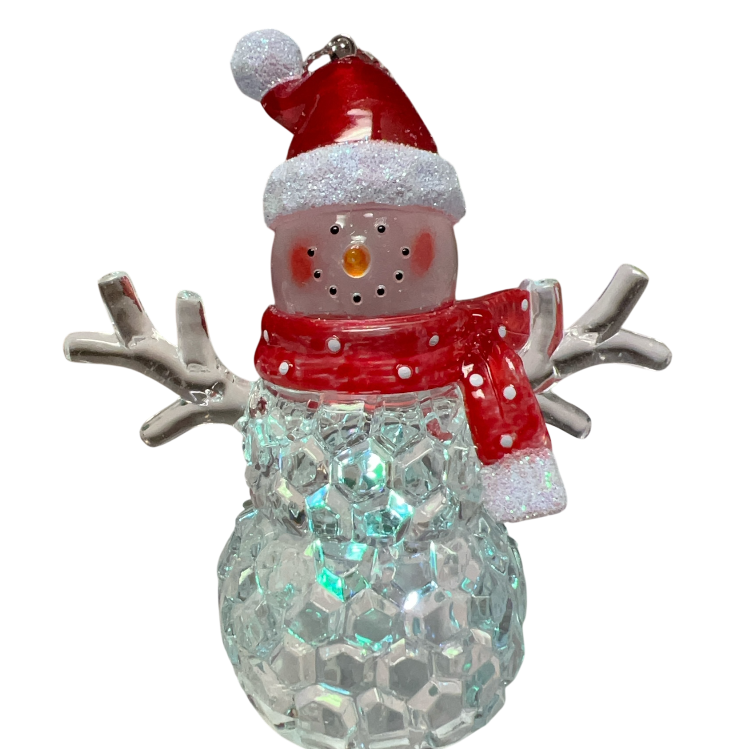 3.75"LED Snowman With Red Hat Ornament