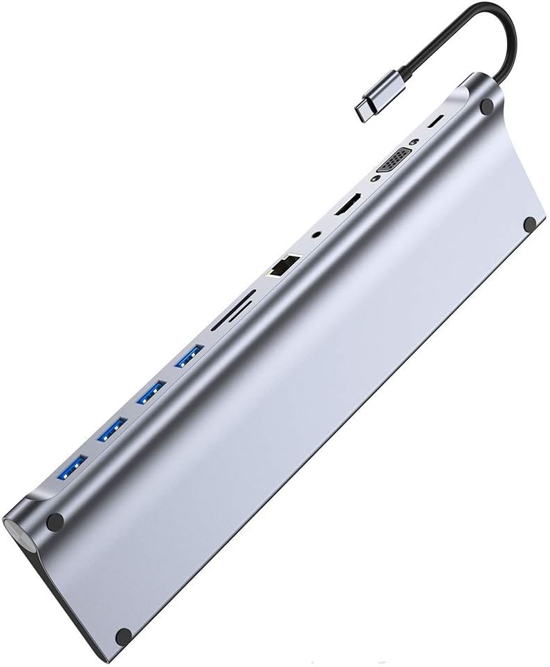 HIEARCOOL UCN-3270 USB Type C Hub Pro Laptop Docking Station 11 in 1 Gray