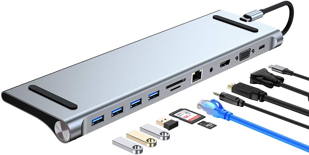 HIEARCOOL UCN-3270 USB Type C Hub Pro Laptop Docking Station 11 in 1 Gray