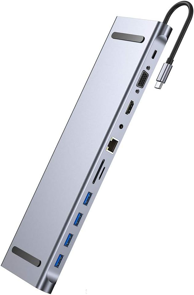 HIEARCOOL UCN-3270 USB Type C Hub Pro Laptop Docking Station 11 in 1 Gray