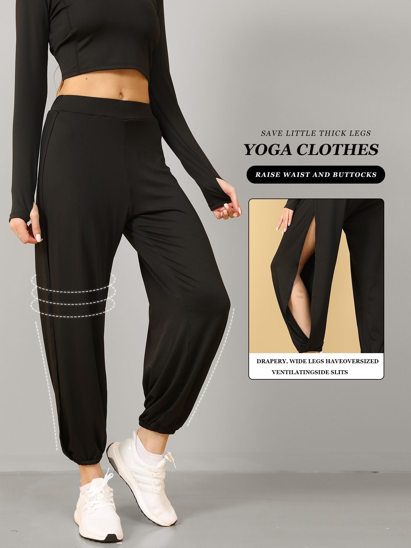 High Slit Boho Harem Yoga Pants for Women – Flowy, Trendy & Comfortable