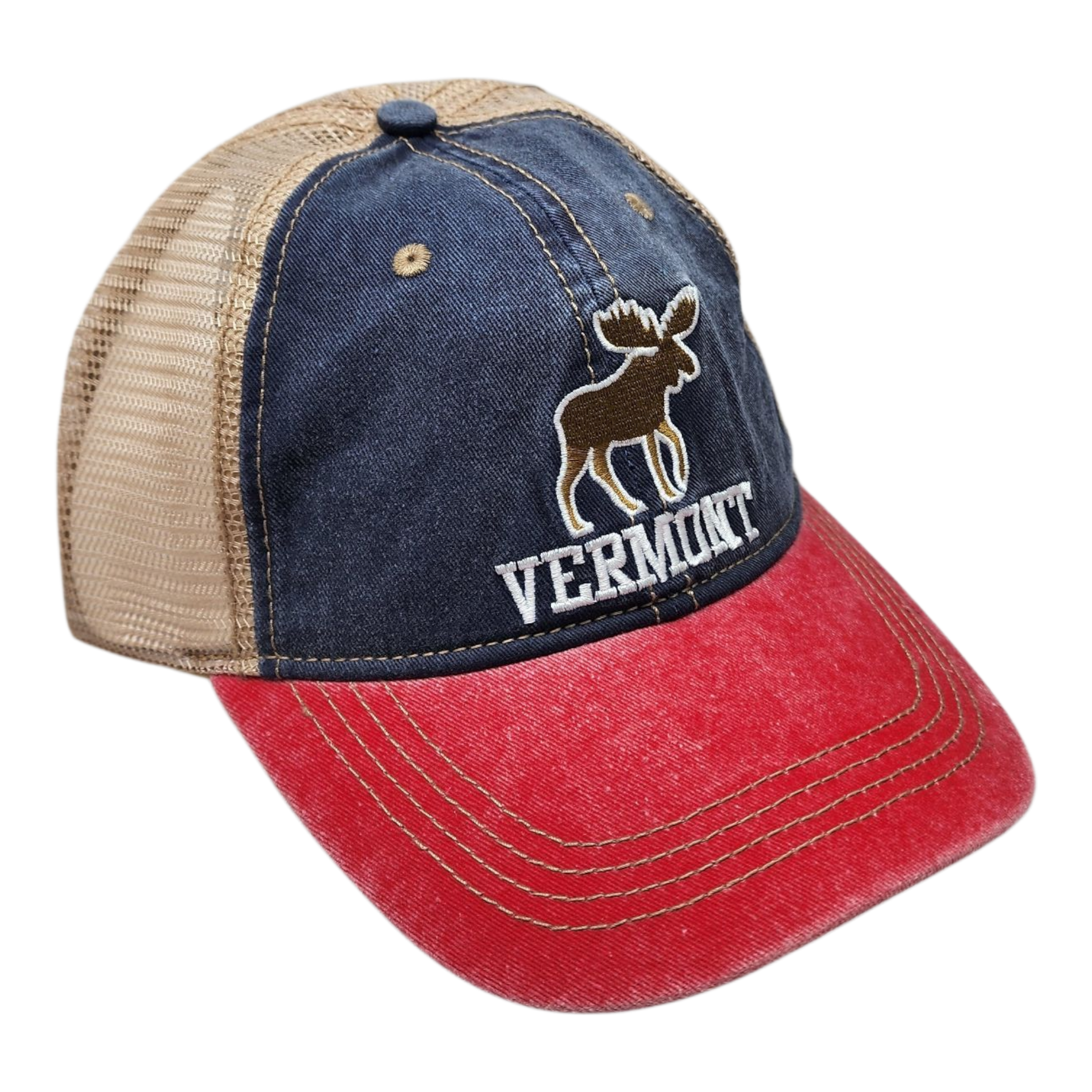 Two Tone Cap Vermont Moose - Red/Blue