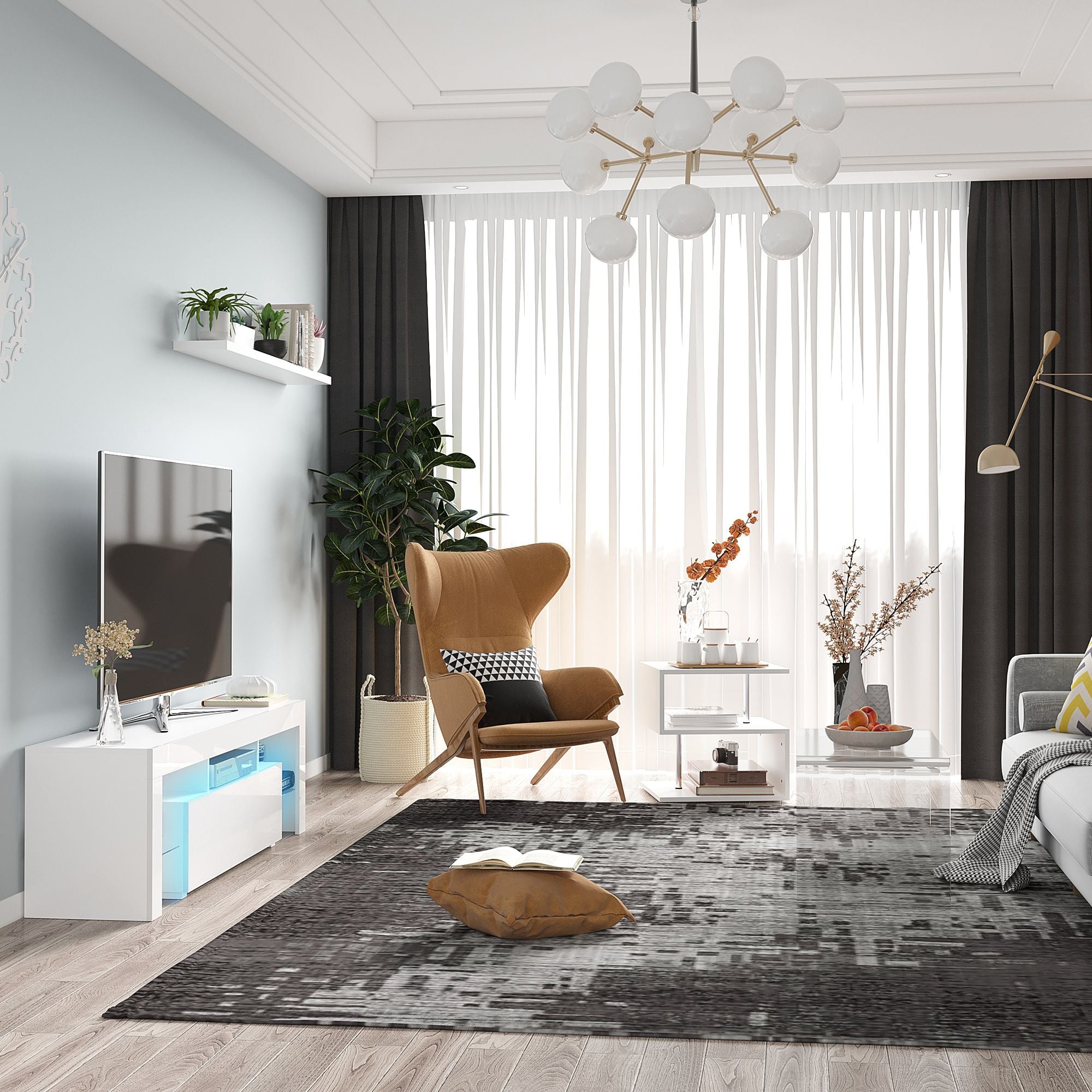 HOMCOM 32" Clear Acrylic Coffee Table, 0.5In Thick C-Shape Waterfall End Coffee Table, Multipurpose Lucite Tea Table for Living Room