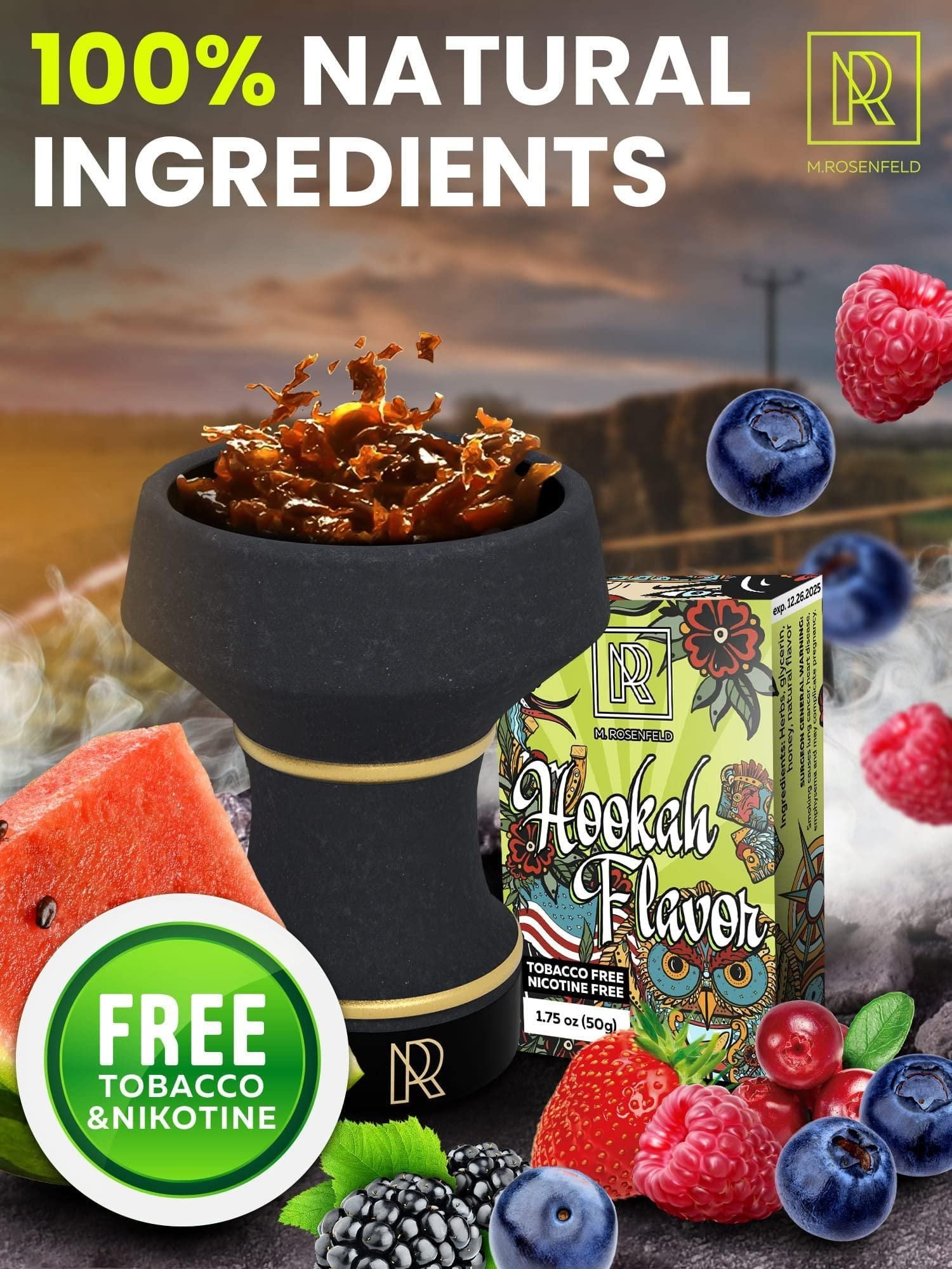 Hookah Shisha Flavors Set 3x1.75 oz (50 g) Shisha Hookah Flavors for your Hookah Bowl (Blueberry Watermelon Wild Berries) Pack of 3