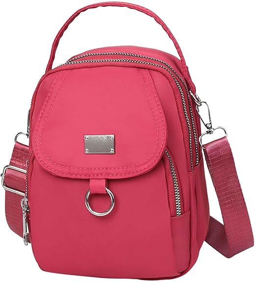 Hot Pink Water-Proof Women Crossbody Bag Multi Compartment Mobile Phone Bag Women Messenger Bag Casual Oxford Cloth Women Bag Shoulder