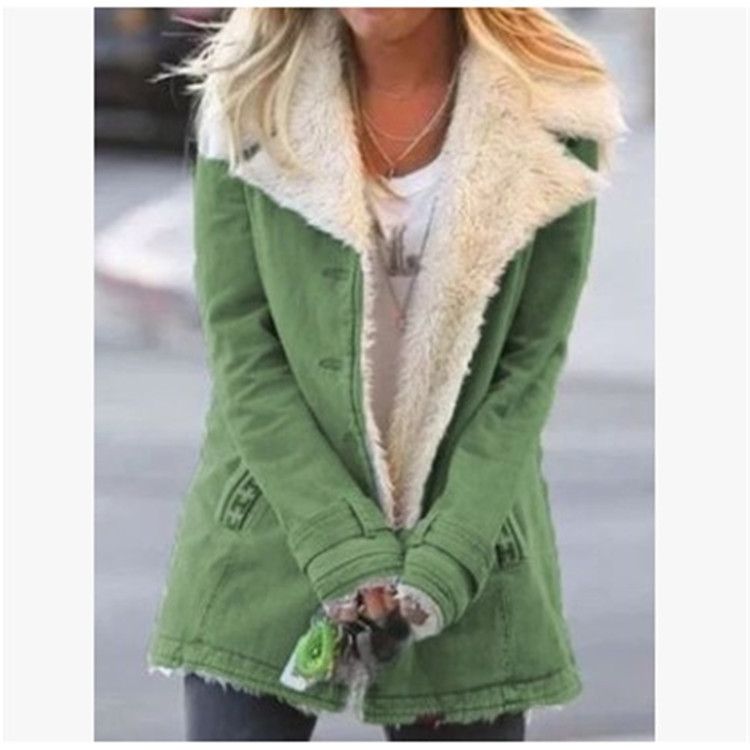 Hot Selling Autumn and Winter Women's Clothing Plus Velvet Single-breasted Warm Cotton Jacket Women