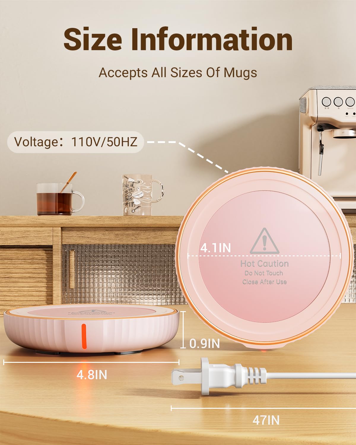 HouseGem Large Candle Warmer Plate,Ideal Desk Cup Warmer for Coffee, Beverages, Milk & Tea (Black)