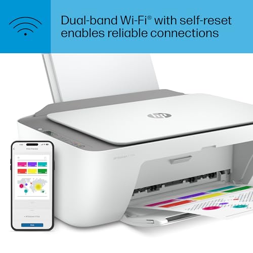 HP DeskJet 2755e Wireless Color inkjet-printer, Print, scan, copy, Easy setup, Mobile printing, Best-for home, 6 month Instant Ink trial included, white (packaging may vary)