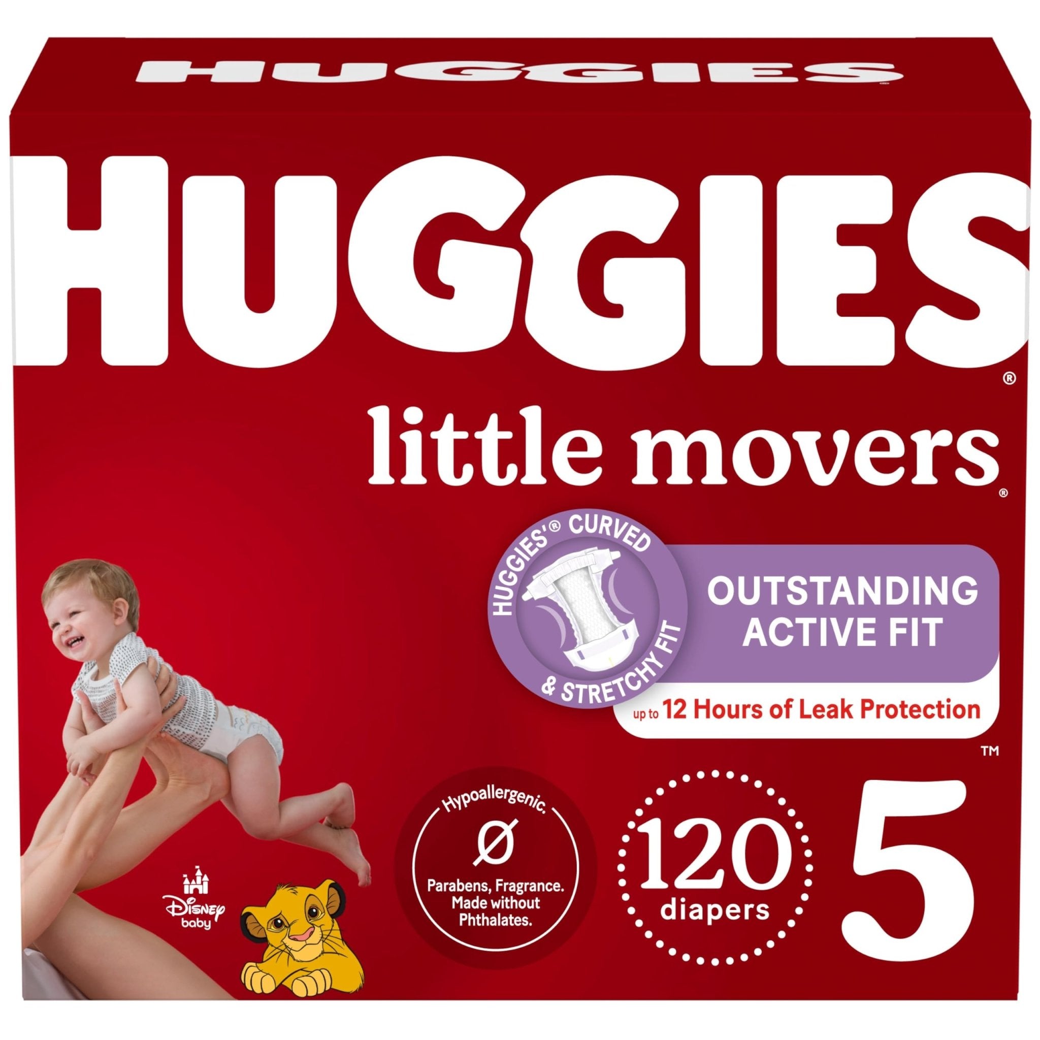 Huggies Size 5 Diapers, Little Movers Baby Diapers, Size 5 (27+ lbs), 132 Count (2 Packs of 66), Packaging May Vary